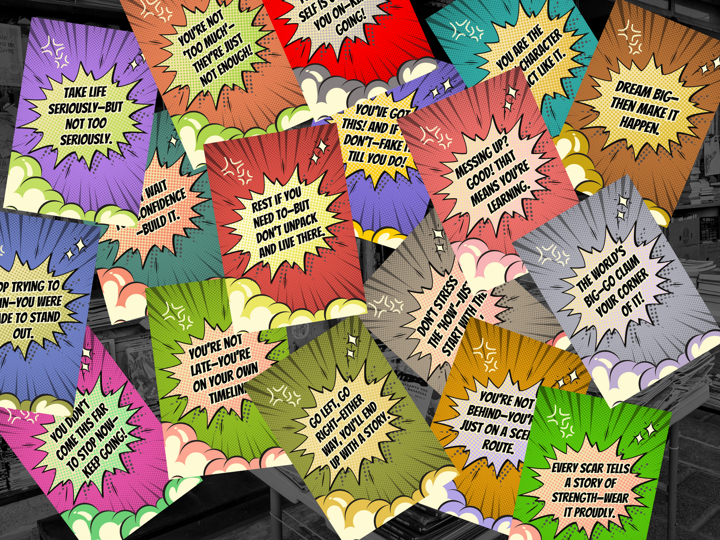 Colorful Comic Affirmation Cards | Fun & Motivating