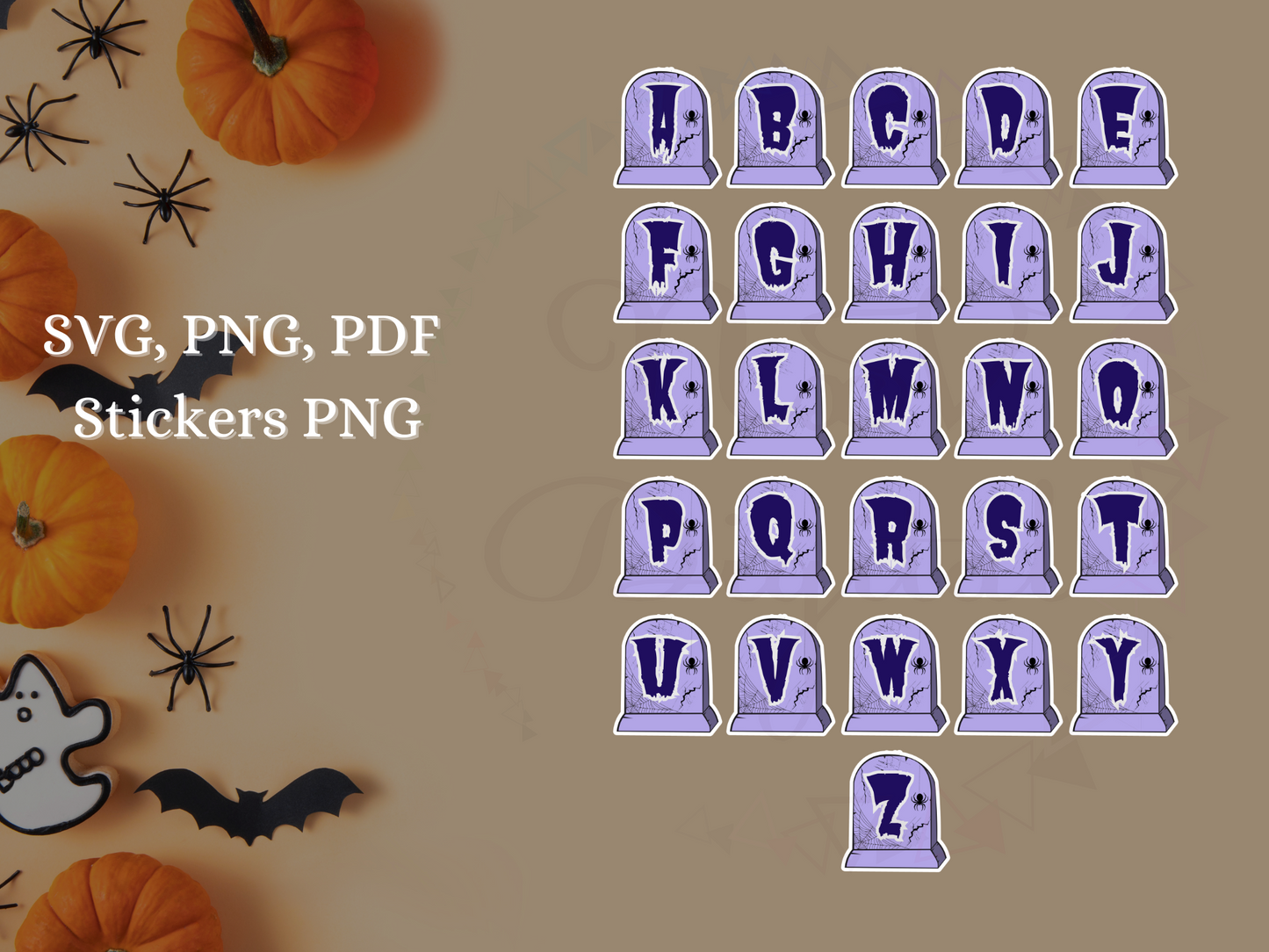 Set of 26 Halloween Letter Png