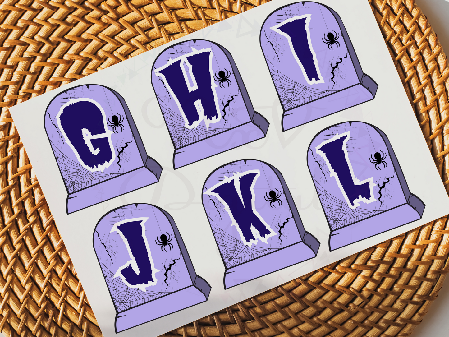 Halloween Alphabet Doodle Spider Rip Gift Tag Png