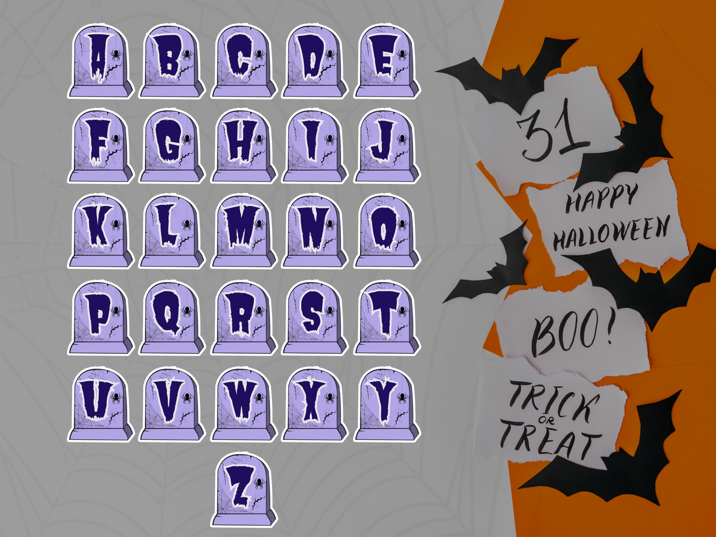 Halloween Alphabet Doodle Spider Font