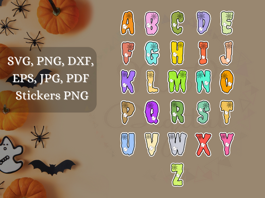 Halloween Alphabet Doodle Ghost Spider web Gift Tag Png