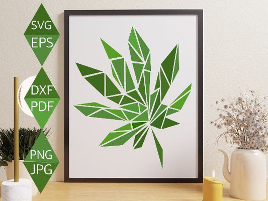 Analia Tropical Green Leaf SVG on black framed wall art