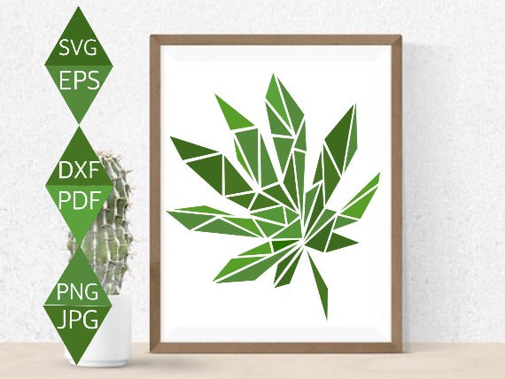 Analia Tropical Green Leaf SVG on wood framed wall art