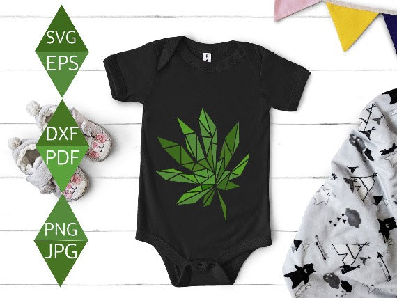 Analia Tropical Green Leaf SVG on black onesie