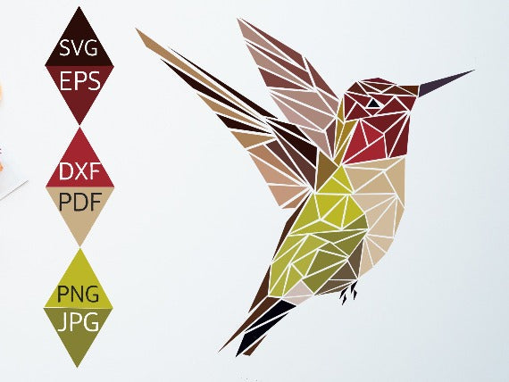 Anna's Hummingbird Flying Pose Bird Mosaic SVG