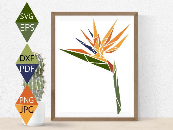 Bird of Paradise flower circut on wood framed wall art