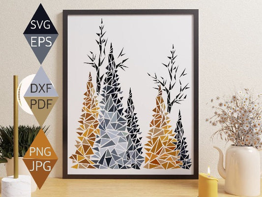 Rustic Forest Svg in Abstract Art