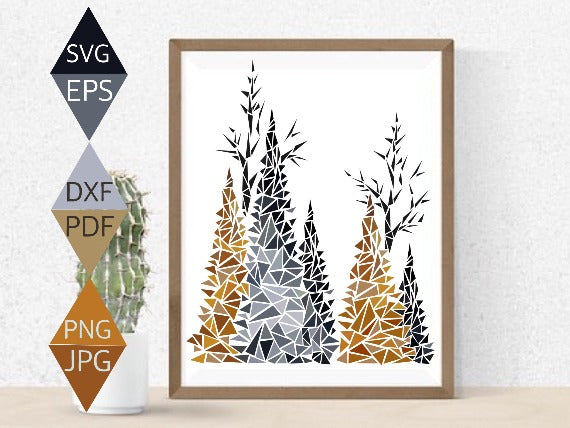 Rustic Forest Svg in Abstract Art