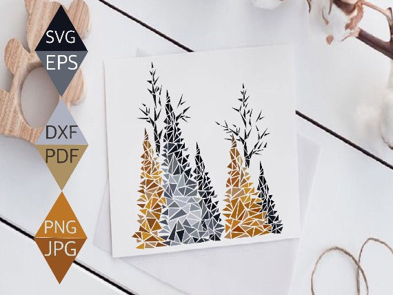 Rustic Forest Svg in Abstract Art