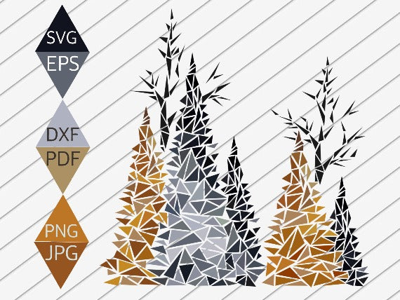 Rustic Forest Svg in Abstract Art