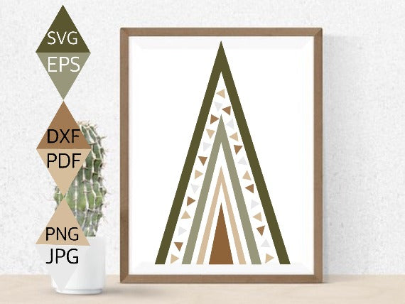 Bohemian Christmas Tree Svg