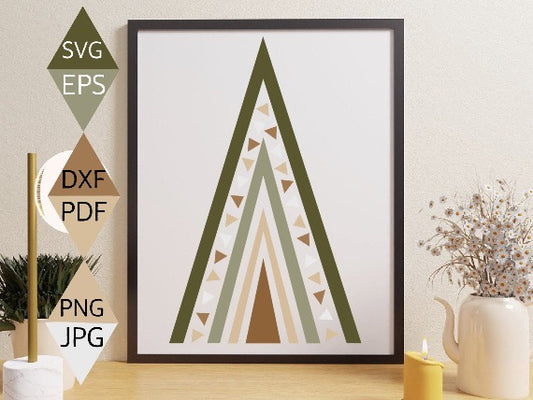 Bohemian Christmas Tree Svg