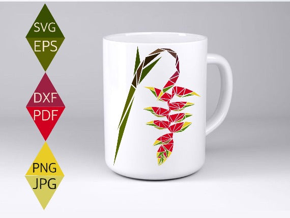 Red Heliconia Flower Svg