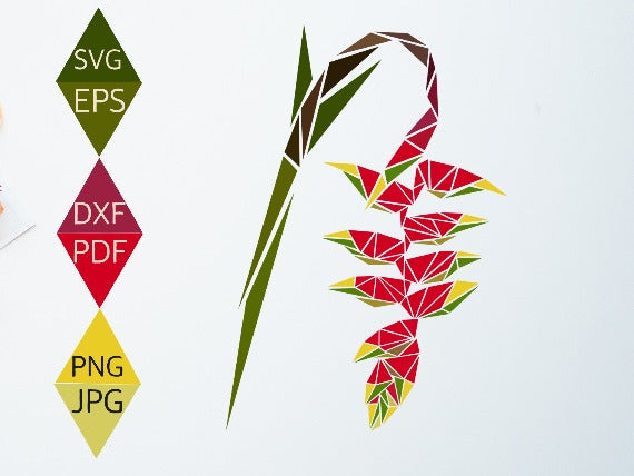 Red Heliconia Flower Svg