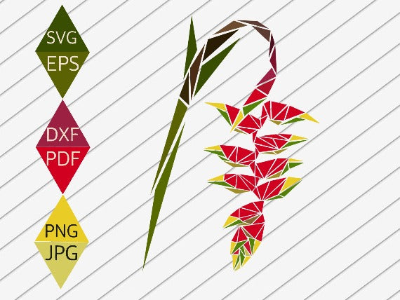 Red Heliconia Flower Svg