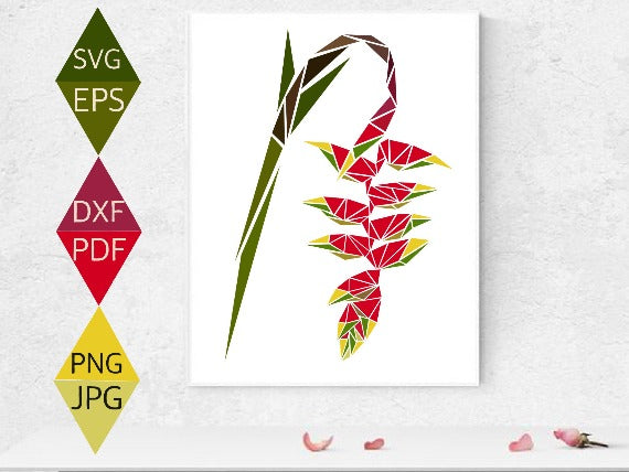 Red Heliconia Flower Svg