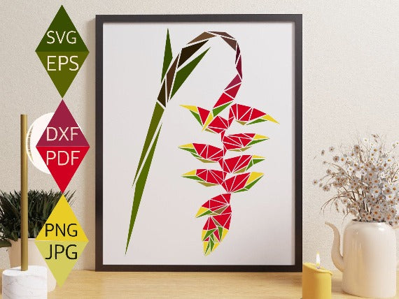 Red Heliconia Flower Svg