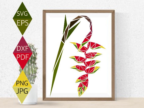 Red Heliconia Flower Svg