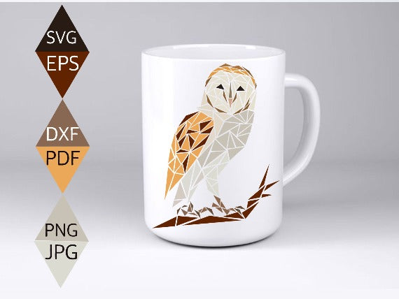 Barn Owl Sitting on Tree Branch on white mug