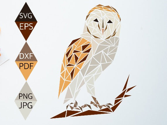 Barn Owl Sitting on Tree Branch svg