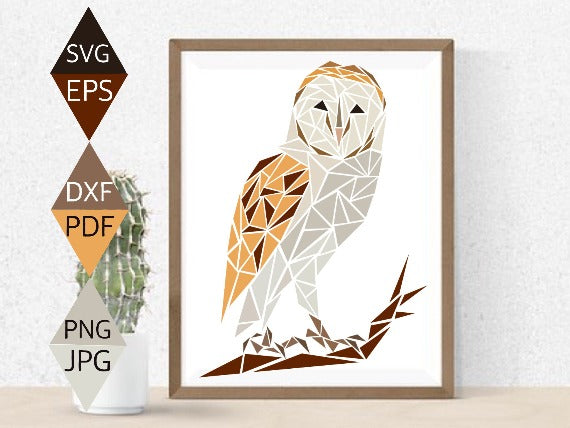 Barn Owl Sitting on Tree Branch pdf on wood framed wall art