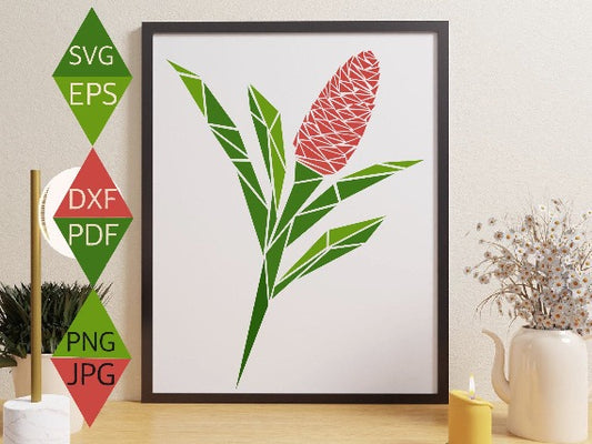 Hawaiian Red Ginger Flower Svg