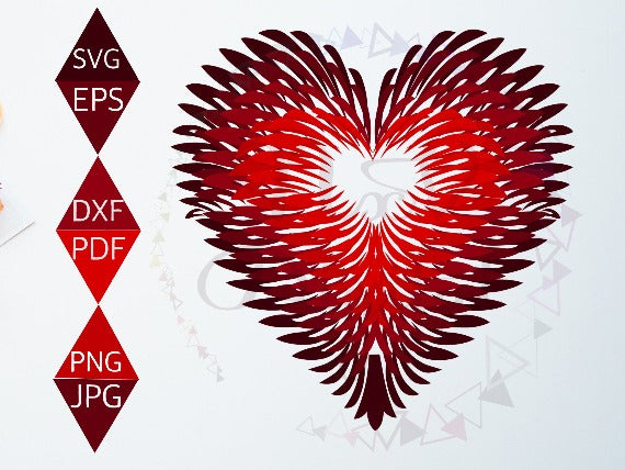 Red Feathers Design Heart Shaped Vector Pdf