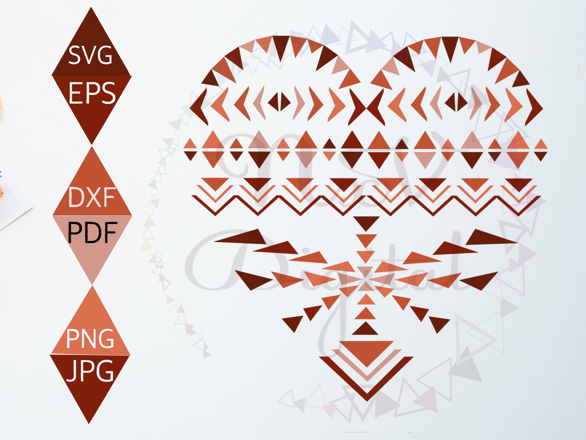 South western design valentines heart shaped vector illustration