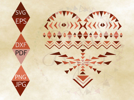 South western design valentines heart shaped svg on old paper