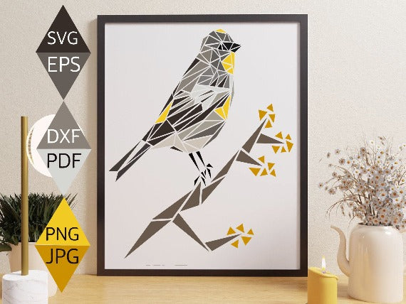 Yellow Rumped Warbler Bird SVG