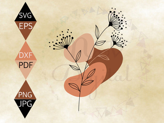 Peach Boho floral Art Design Svg