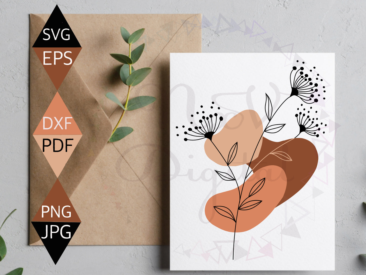 Peach Boho floral Art Design Svg