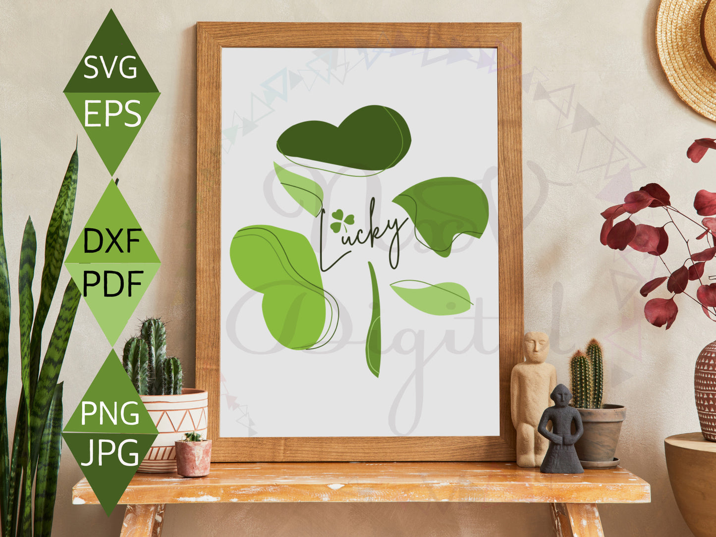 St Patrick's Day shrit women Boho Four Clover Leaf Svg