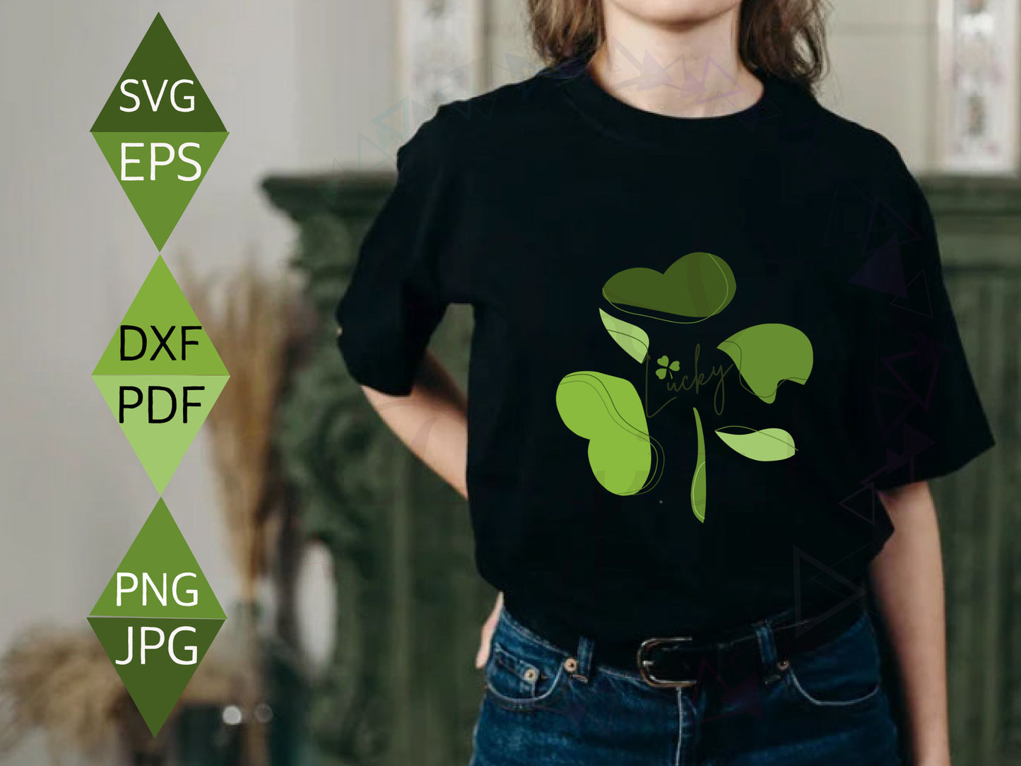 St Patrick's Day shrit women Boho Four Clover Leaf Svg