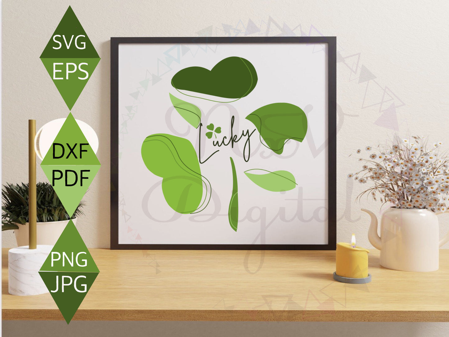 St Patrick's Day shrit women Boho Four Clover Leaf Svg