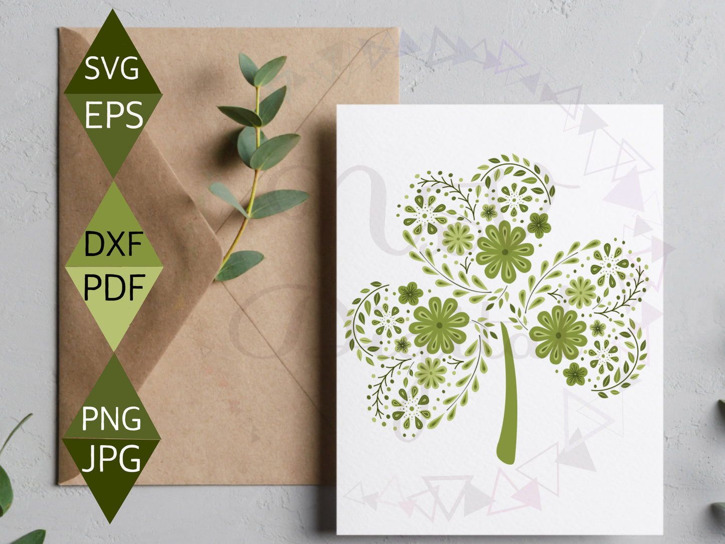 Modern Flower clover Leaf Lucky Charm Svg,