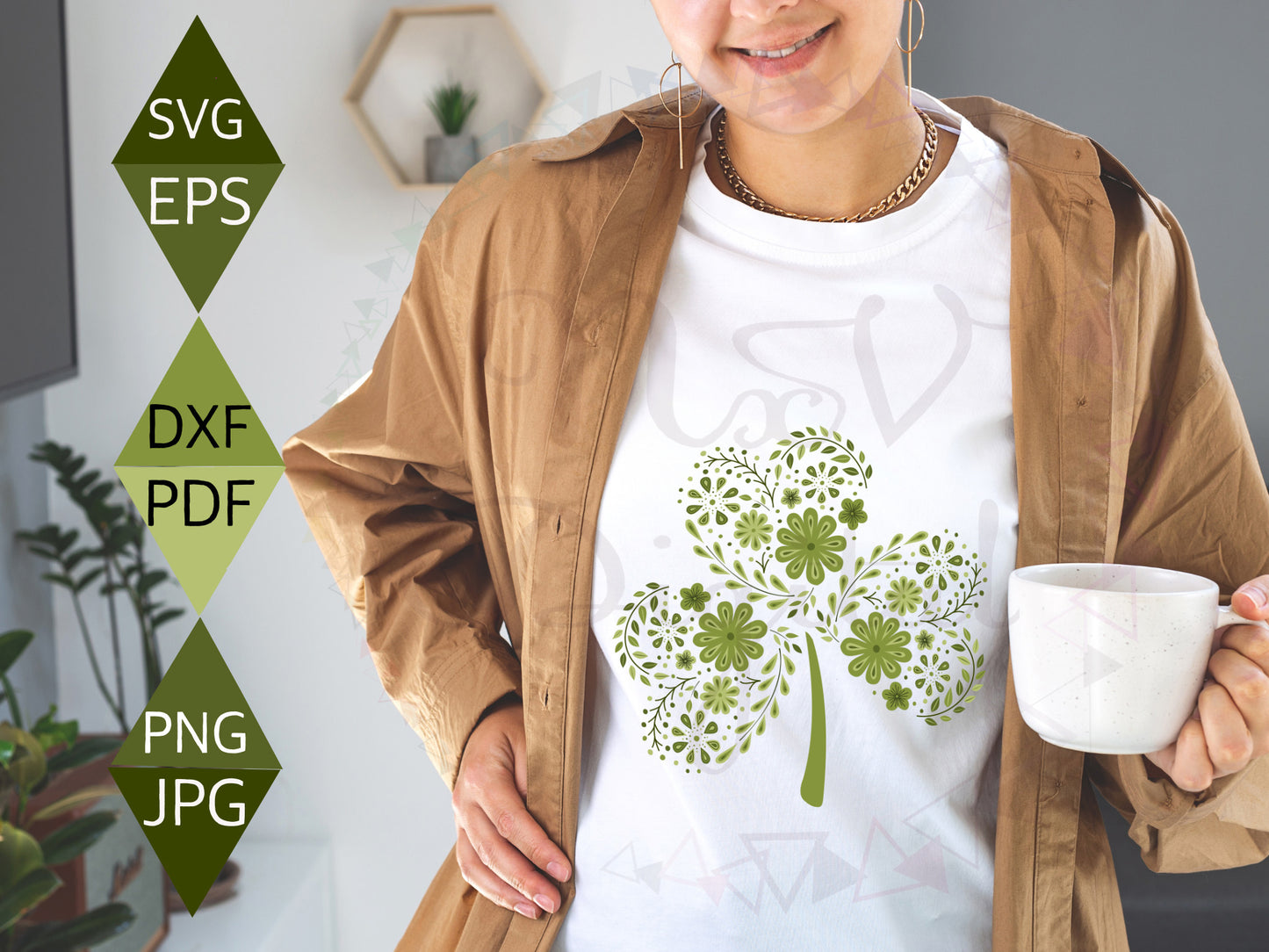 Modern Flower clover Leaf Lucky Charm Svg,