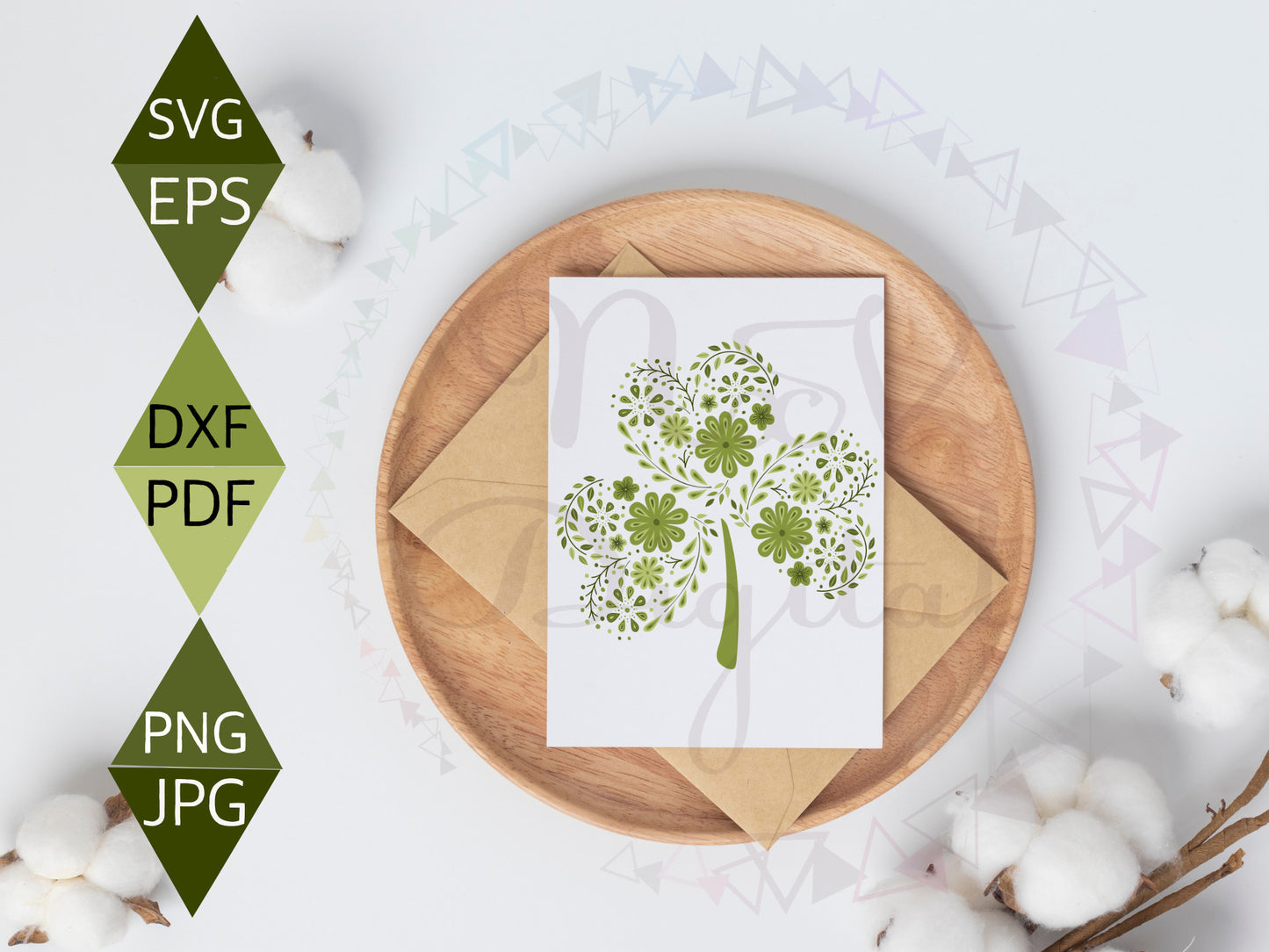 Modern Flower clover Leaf Lucky Charm Svg,