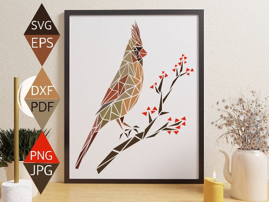 Female Northern Cardinal Bird SVG