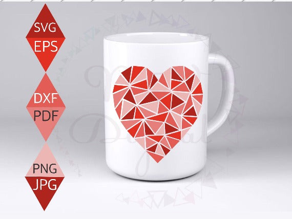 Red Mosaic Heart Print on Mug