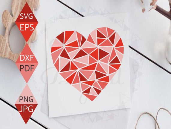 Red Mosaic Heart print on white paper