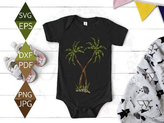 Couple Palm Tree Svg