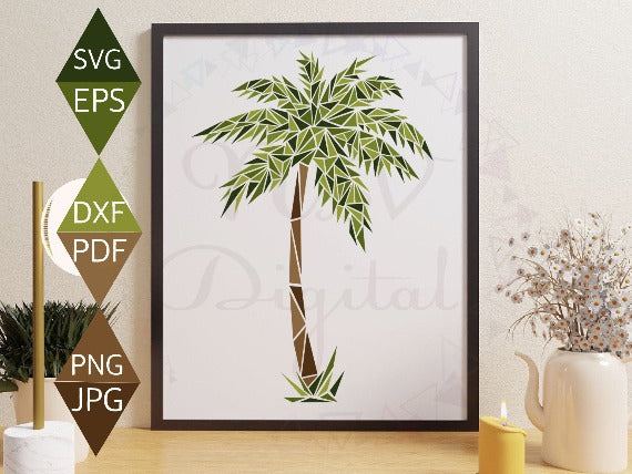 Hawaii Beach Palm Tree Svg on black framed wall art