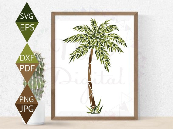 Beach Palm Tree Svg on wood framed wall art