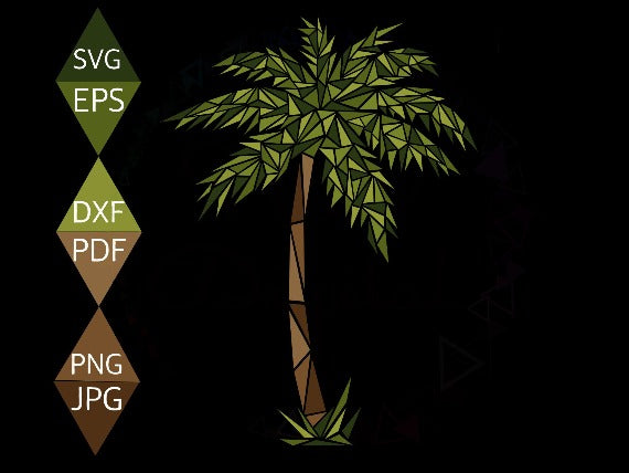 Beach Palm Tree Svg on black background