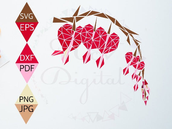 Asian Bleeding heart flower vector file 