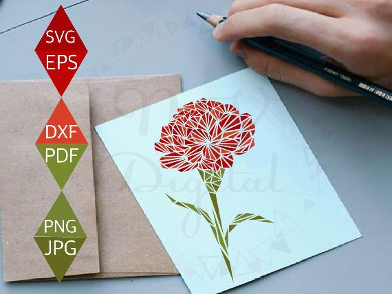 Red Carnation Flower Svg