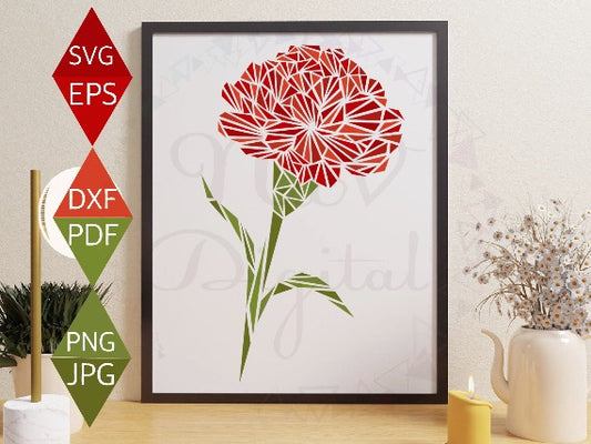 Red Carnation Flower Svg