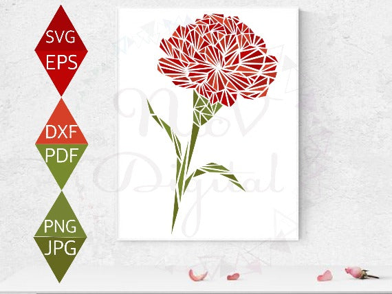 Red Carnation Flower Svg