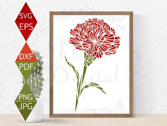 Red Carnation Flower Svg